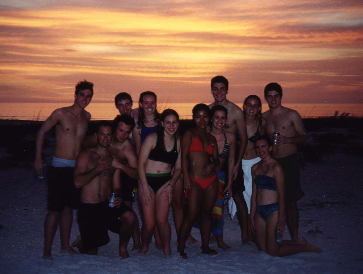 group evening at beach